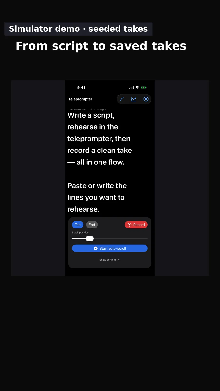 Finished GoScript walkthrough frame showing the teleprompter